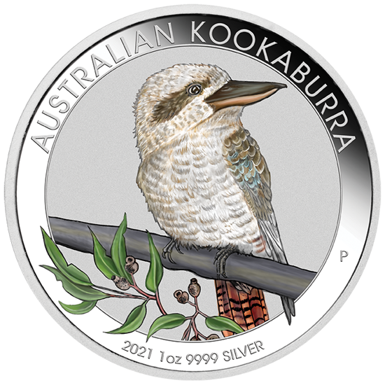 World Money Fair Berlin 2021: Kookaburra 1 uncja Srebra 2021 Kolorowany