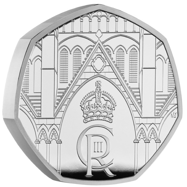 L'incoronazione di Sua Maestà Re Carlo III 50 pence in argento 2023 Proof Piedfort