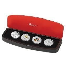 Collection de 4 pièces de la série Lunar Année du Coq 1 once d'argent