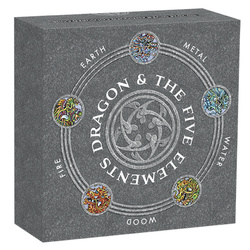 Tuvalu: Dragon and the Five Elements coloured 5 oz Silver 2024 Antiqued Coin