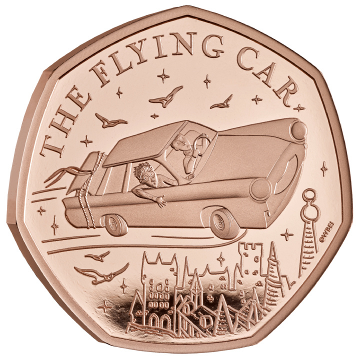 Harry Potter: The Flying Car 50p Złoto 2025 Proof