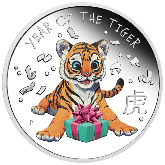 Lunar III: Baby Tiger coloured ½ oz Silver 2022 Proof
