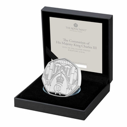 L'incoronazione di Sua Maestà Re Carlo III 50 pence in argento 2023 Proof Piedfort