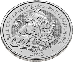 The Royal Tudor Beasts: The Bull of Clarence 1 oz Platinum 2023