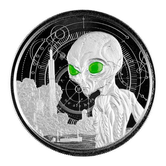 Ghana: Alien colorato 1 oncia d'argento 2021 Proof