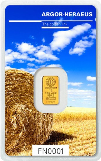 4 x 1 gramo Lingote de Oro Siguiendo la Naturaleza Argor - Heraeus