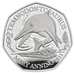 Tales of the Earth: Temnodontosaurus 50p Srebro 2021 Proof