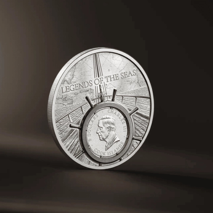 Cookinseln: Legenden der Meere – Santa Maria, koloriert, 1 Unze Silber, 2026, Polierte Platte (Proof)