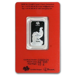 Lingote de plata de 10 gramos Año Lunar del Gallo