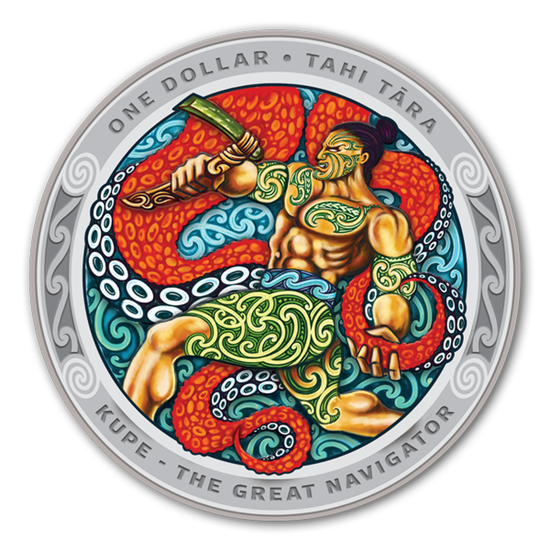 The Great Navigator Kupe: Set of 2 coloured coins 2 oz Silber 2019