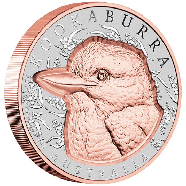 Niue: Native Impressions - Kookaburra placcato in oro 1 oncia d'argento 2025 Prooflike Super Incused