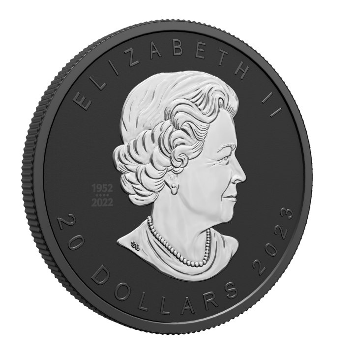 Feuille d'érable canadienne - Super Incuse 1 once d'argent 2023 Black Rhodium Proof