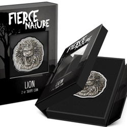 Niue: Fierce Nature - Lion 2 uncje Srebra 2022 Antique Finish