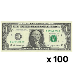 Billet de banque américain 1 dollar (1 dollar américain / 1 USD) UNC 100 pièces
