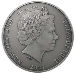 Kiwi colorat 2 oz argint 2021 Antique Finish