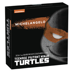 Tuvalu: Teenage Mutant Ninja Turtles - Michelangelo colorato 1 oncia d'argento 2024 Proof