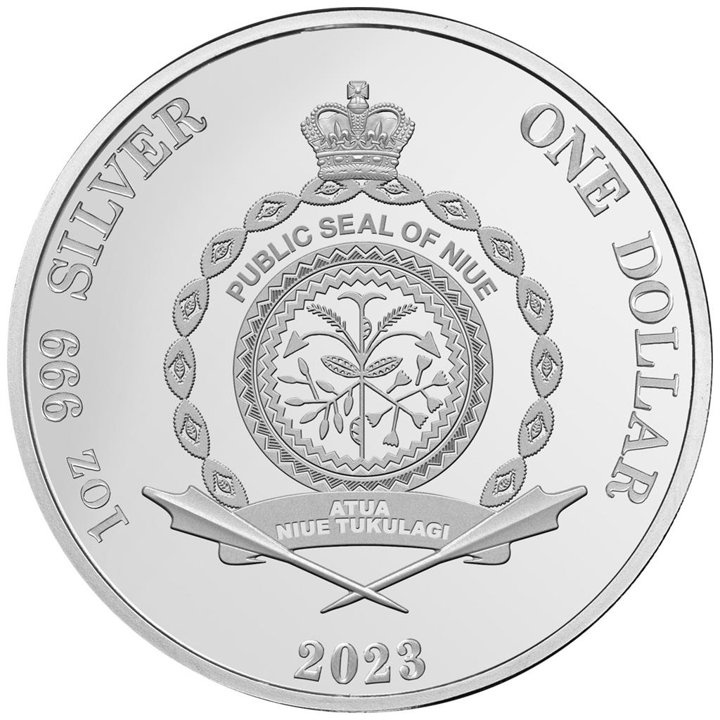 Niue: Azure Kingfisher kolorowany 1 uncja Srebra 2023 Proof