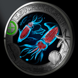 The Firefly Squid coloured 3 Euro Copper 2025