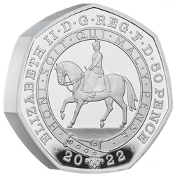 The Platinum Jubilee of Her Majesty The Queen Srebro 50p 2022 Proof Piedfort Coin 