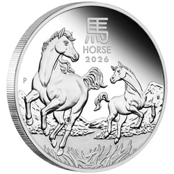 Perth Mint : Lunar III - Année du Cheval 1/2 oz Argent 2026 Proof