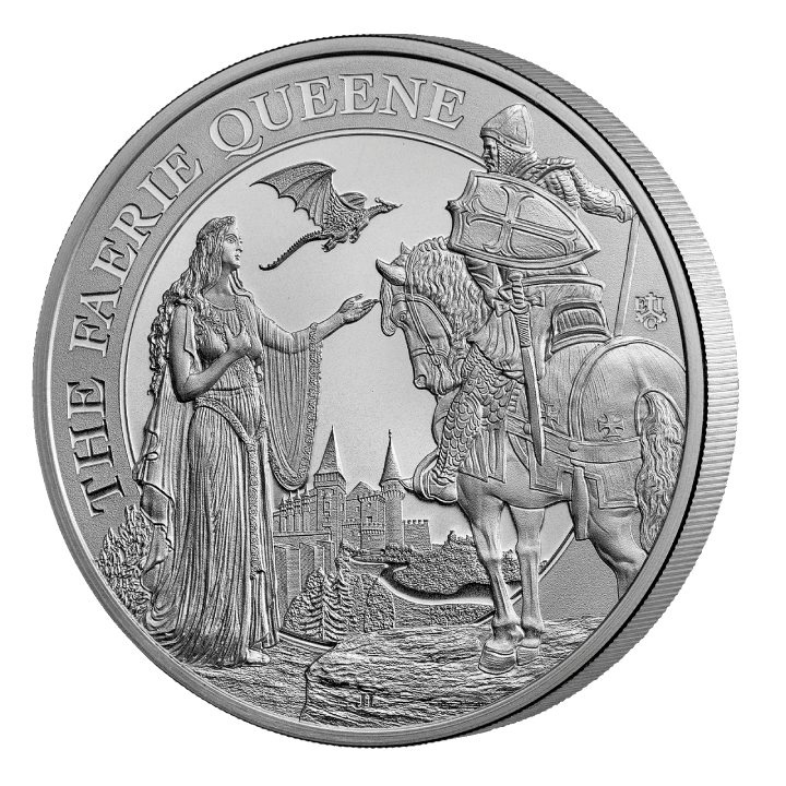 St Helena: Faerie Queene - Una & Redcrosse 1 uncja Srebra 2023 (moneta w karcie)