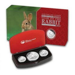 Lunar Serie II – Jahr des Hasen. Set 3 Silber PROOF