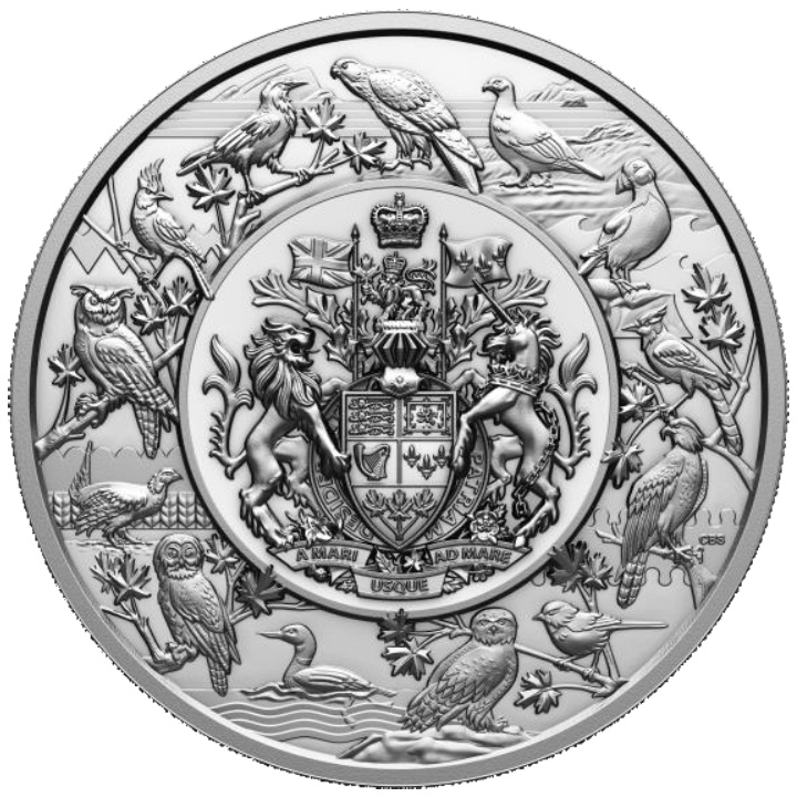 Canada: Paesaggio araldico: Uccelli del Canada 5000 grammi Argento 2024 Proof