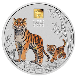 Lunar III: Rok tygra 1000 gramů stříbra 2022 Gold Privy Mark