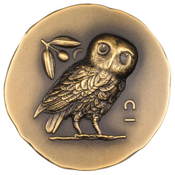 Cook Islands: Athena’s Owl Gold 1 oz Gold 2023 Ultra High Relief Antiqued Coin