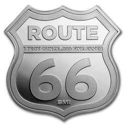 Icons of Route 66 Shield - Texas Cadillac Ranch 1 once d'argent
