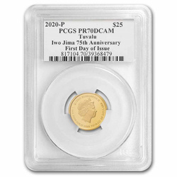 Aranyérme Iwo Jima 75th Anniversary 1/4 uncia arany 2020 Proof PCGS PR-70 First Day of Issue