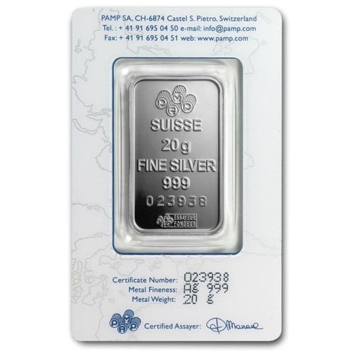 20 grammes Lingot d'argent Pamp Fortuna
