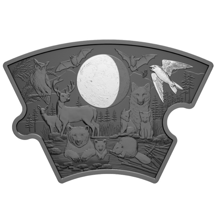 Set Canada: Moon Phases 8 monete d'argento puzzle 2025 Black Rhodium Reverse Proof