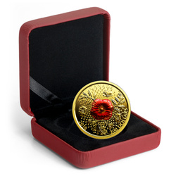 Canada: Armistice Poppy kolorowany 1 uncja Złota 2018 Reverse Proof 