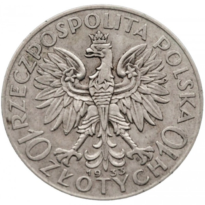 Polonia Cap de femeie 10 lei argint 1932-1933