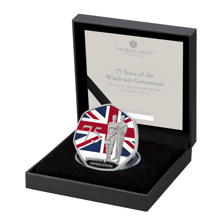 75 Years of the Windrush Generation colored 50p Silver 2023 Proof