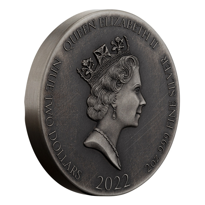 Niue: Biblical - The Dead Christ 2 oz Silver 2022 Proof Antiqued Coin