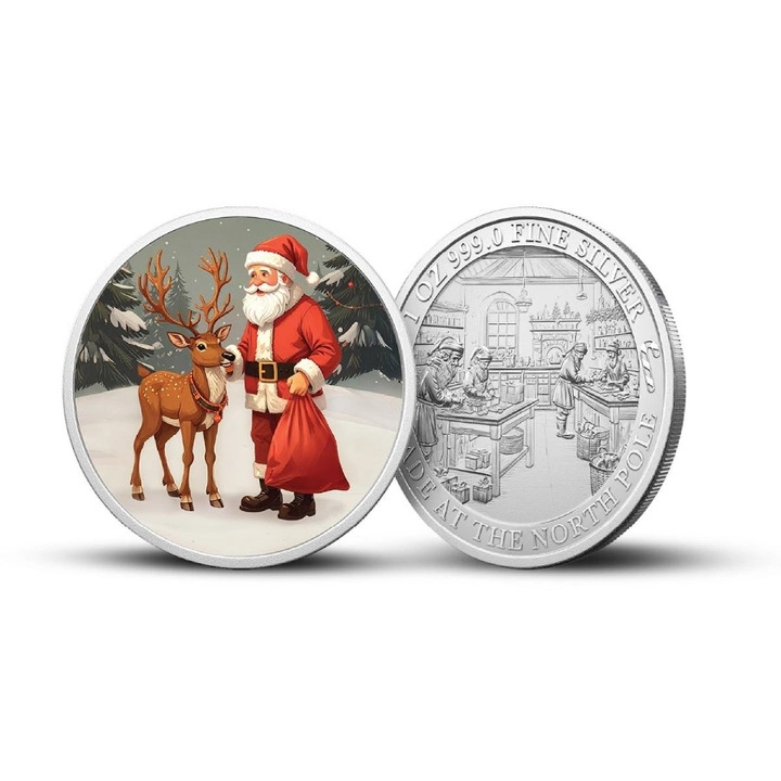 Santa’s Workshop coloreado 1 oz Plata 2025 Proof