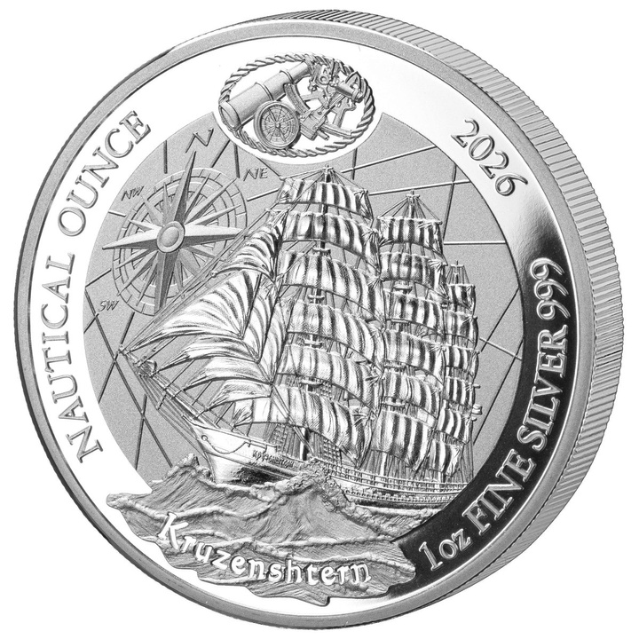 Rwanda: Nautical Ounce - Kruzenshtern 1 uncja Srebra 2026 Proof
