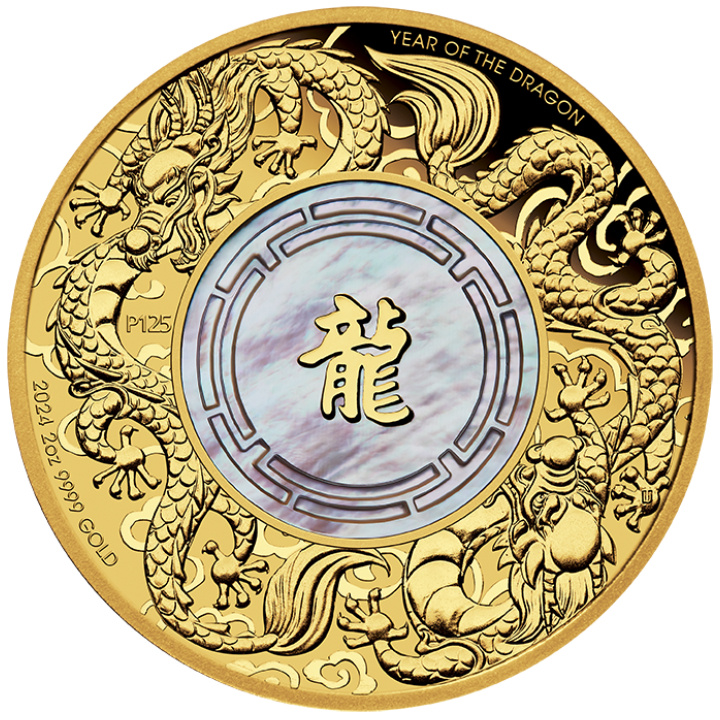 Double Dragon with Mother of Pearl 2 oz Gold 2024 Proof Coin