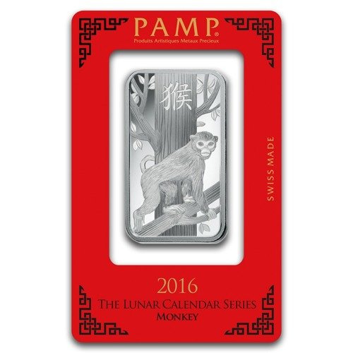 1 oz Bar Silver Lunar Year of the Monkey
