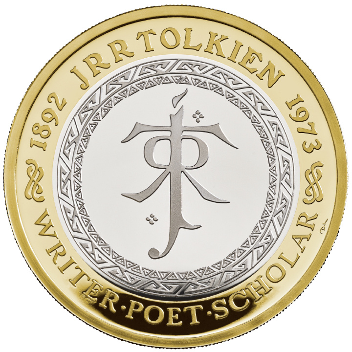 Celebrating the Life and Work of JRR Tolkien £2 pozłacany Srebro 2023 Proof Piedfort