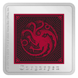 Game of Thrones - Sigil Targaryen coloré 1 once d'argent 2022 Proof