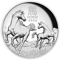 Perth Mint: Lunar III - Rok Koně 1 unce Stříbro 2026 Proof High Relief