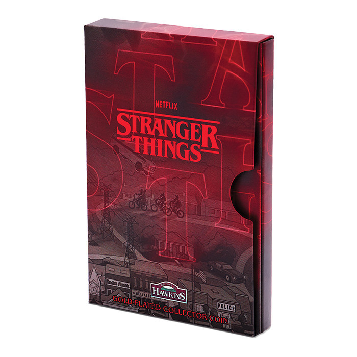 Moneda de bronce de aluminio Stranger Things - Hawkins dorada $1 2026