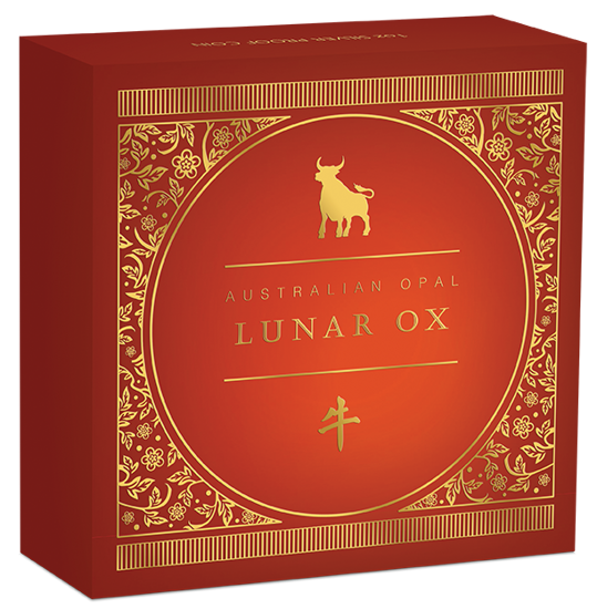 Lunar III: Anno del Bue 1 oncia d'argento 2021 Proof Opal