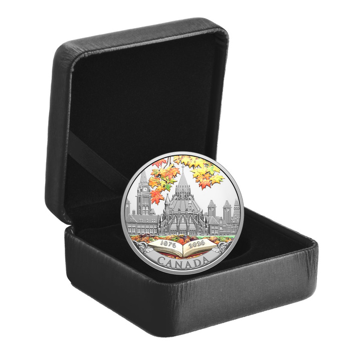 Moneta d’Argento 150th Anniversary of the Library of Parliament colorata 1 oncia d’Argento 2026 Proof