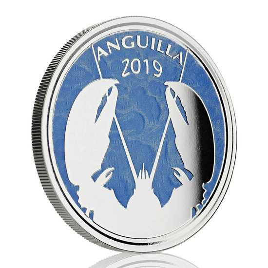 Anguila: Langosta coloreada 1 oz Plata 2019 Proof