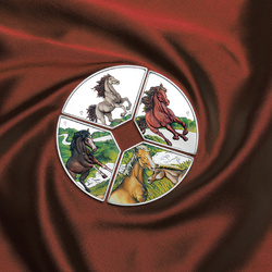 Set di 4 Monete Tuvalu: Anno del Cavallo Quadrant colorata 4 x 1 Oncia Argento 2026 Proof