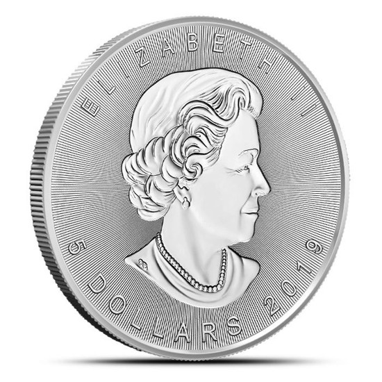 Hoja de arce canadiense 1 oz Plata 2019 (Incusa)